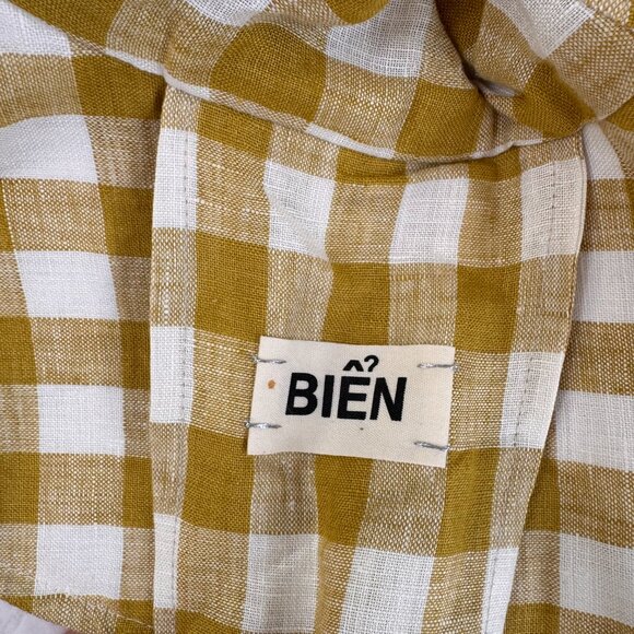 Bien Fifi Olive Gingham Cotton/Linen Tie Sunhat - Picture 4 of 8